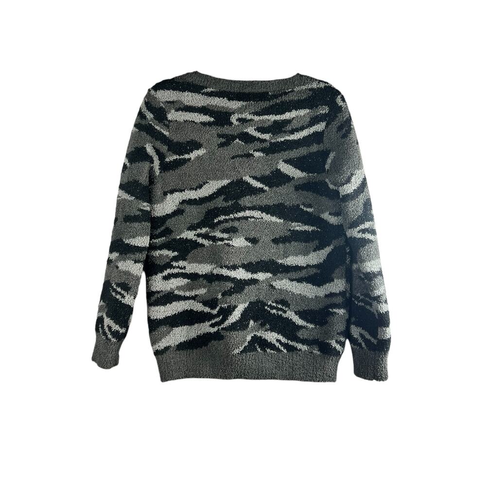 Barefoot Dreams Cozy Chic Camo Crewneck Sweater Black Grey S Loungecore Capsule - Picture 3 of 5